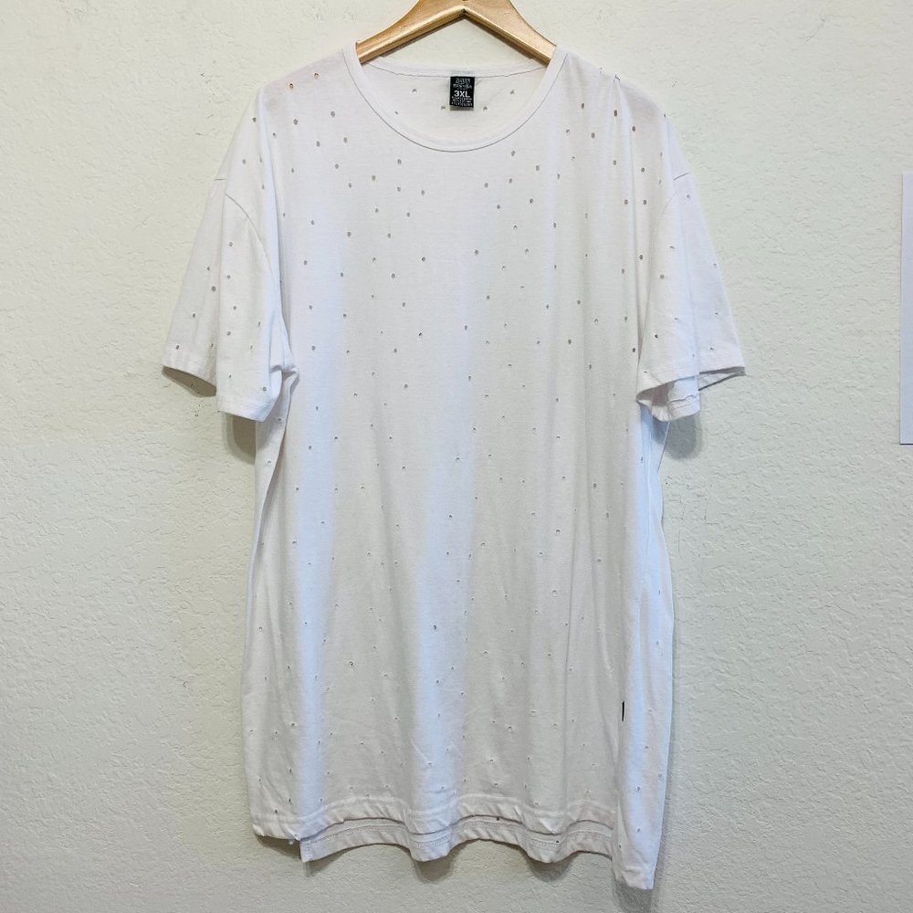 Henry & William New York Womens 3XL White T-Shirt Crew Neck Front Holes